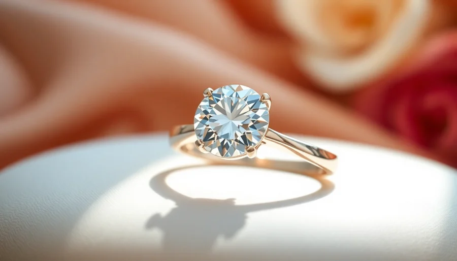 Admire the exquisite design of a 2 carat engagement ring with a brilliant diamond centerpiece.