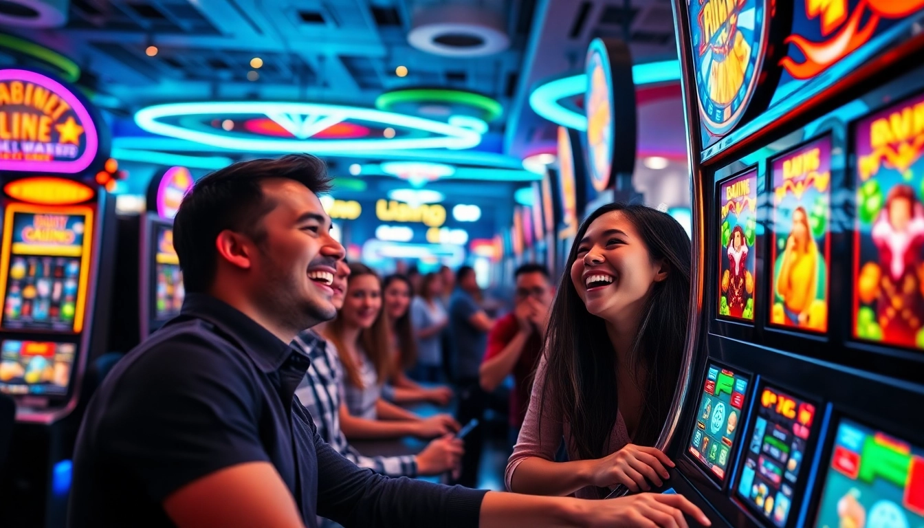 Players enjoying the best casino game experience in a vibrant virtual environment with digital slot machines.