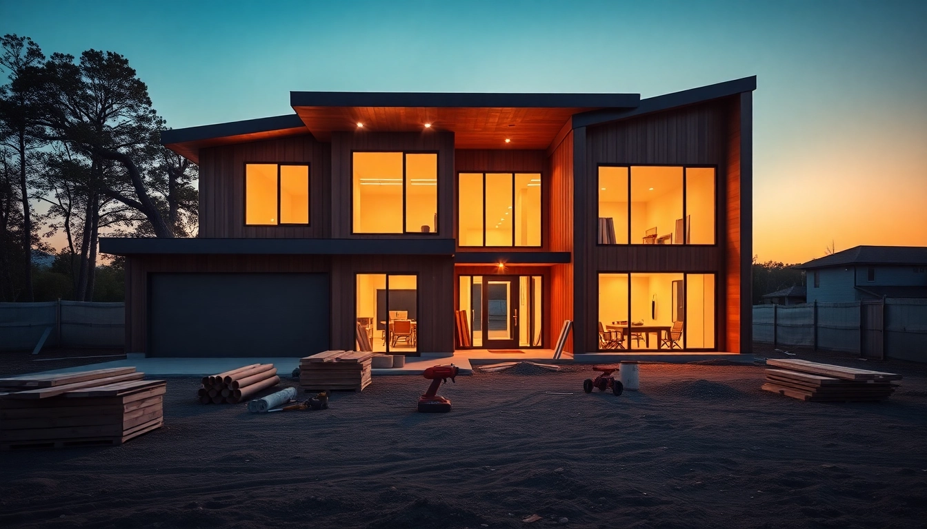 New Home Construction near me shows a modern site with tools and materials, embodying the building process.