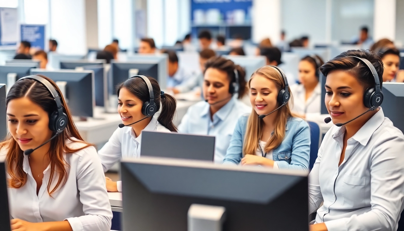 Engaged agents at tijuana call centers providing exceptional customer service in a vibrant office.