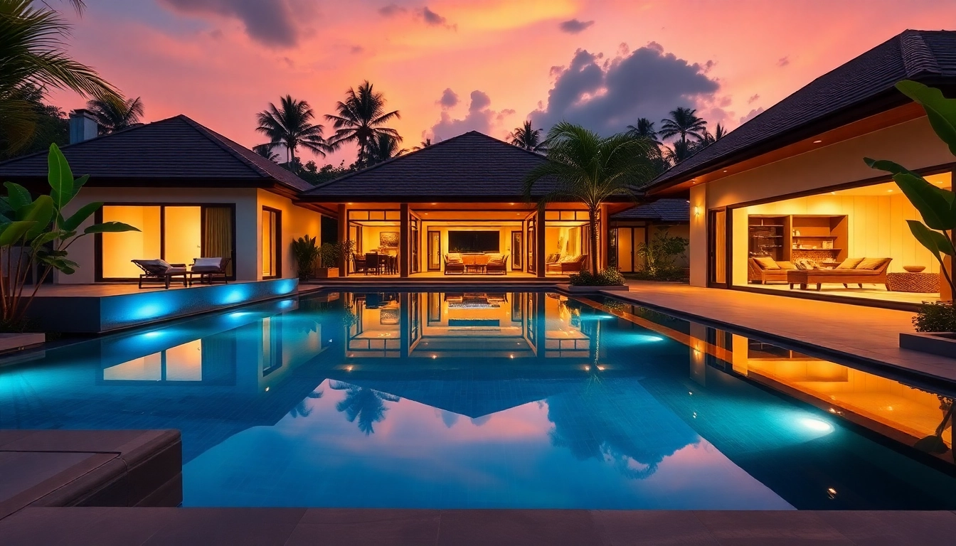 Showcasing premium property management Phuket services with a luxurious villa and inviting poolside setting.