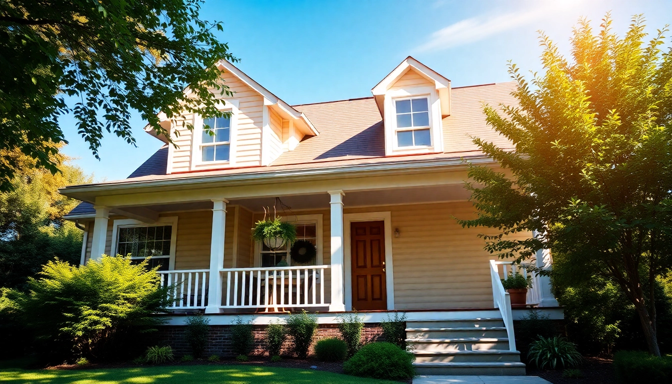 Showcase an exquisite Airbnb property for sale with a charming front porch and vibrant landscaping.