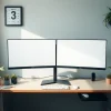 Set up a dual monitor install showcasing a modern workspace with organized tech accessories.