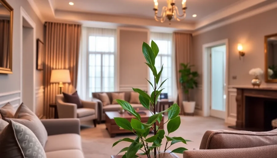 Experience the cozy ambiance and elegant interior of Bloomsbury Residences with stylish furnishings and warm lighting.