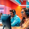 Engaged professionals working at a call center in Tijuana, showcasing efficiency and collaboration.