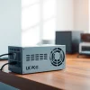 View a high-quality power supply supplier unit showcasing its features on a stylish wooden desk.