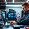Riparazione pc torino professional during laptop repair with tools in workshop
