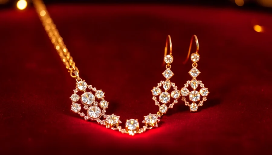 Highlight stunning jewellery gift ideas for her UK with a silver necklace and elegant earrings, beautifully arranged.