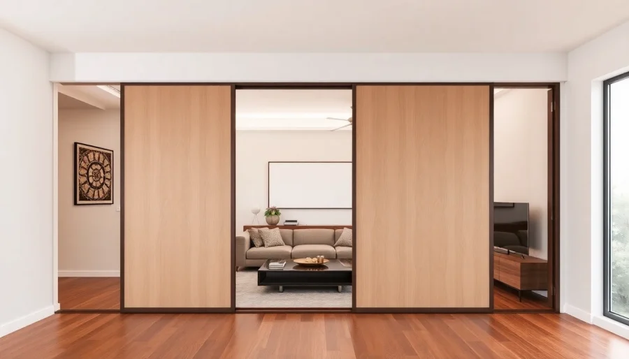 Enhance your space with a sliding partition wall that offers stylish separation and functionality.