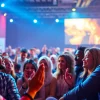 Engaged live stream audience interacting with a virtual event, showcasing varied expressions and emotions.