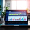 Analyze smm panel nigeria data in a modern digital marketing workspace with vibrant analytics.