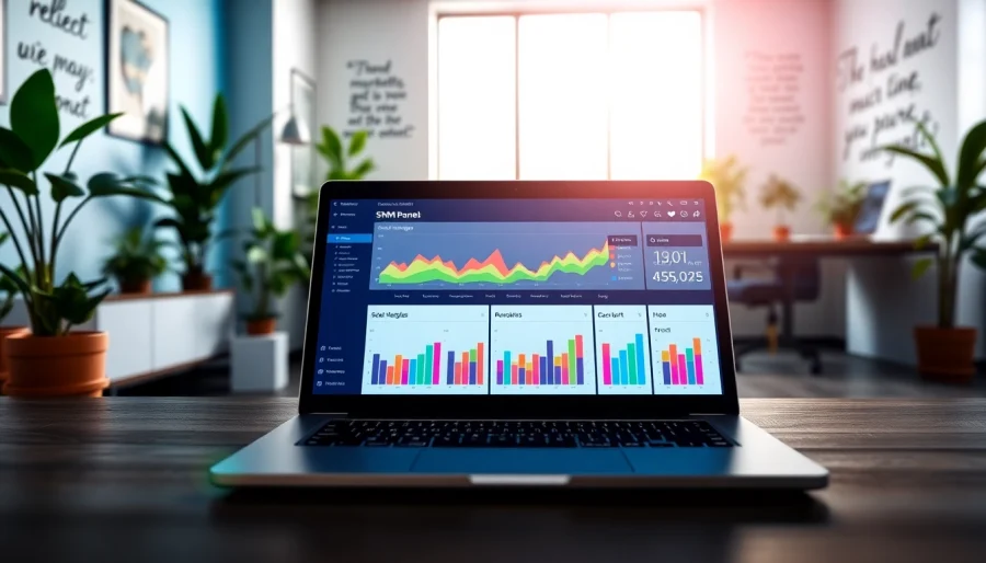 Analyze smm panel nigeria data in a modern digital marketing workspace with vibrant analytics.
