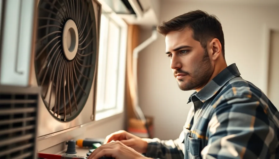 Providing reliable ac repair glendale az service, a technician troubleshoots an air conditioning unit at a home.