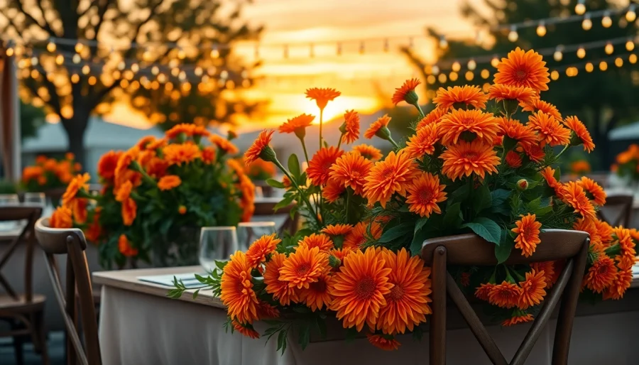 Transforming an event with beautiful Orange County event flowers in a vibrant outdoor setting.