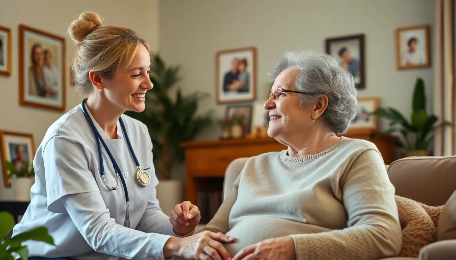 Engaging scene of austin senior home care showcasing compassionate caregivers interacting closely with elderly clients.