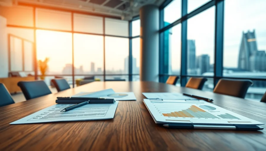 Créer une holding Luxembourgeoise SOPARFI dans un environnement de bureau professionnel avec vue sur la ville.