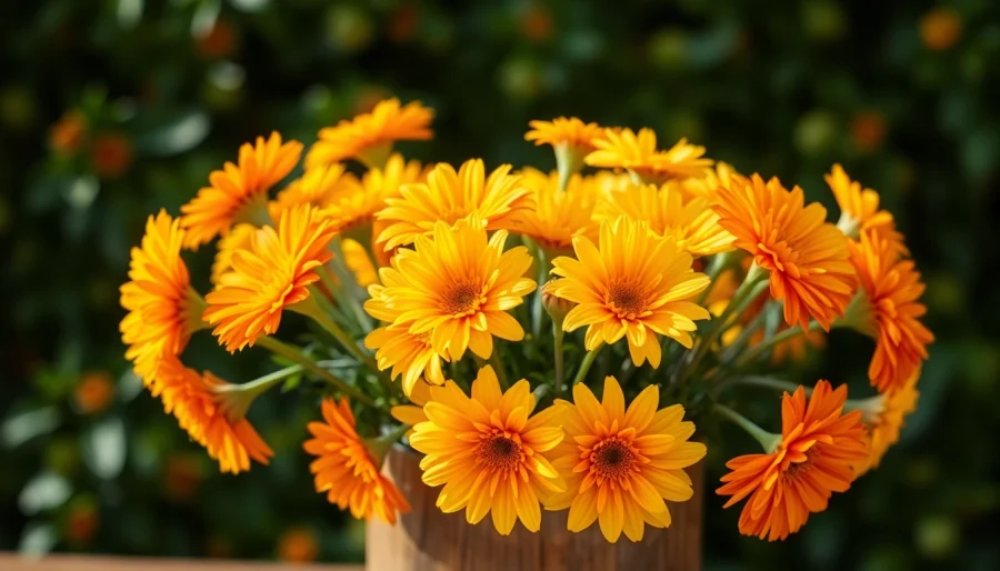 Arrange vibrant Orange County flowers in a rustic vase for a warm, inviting look.