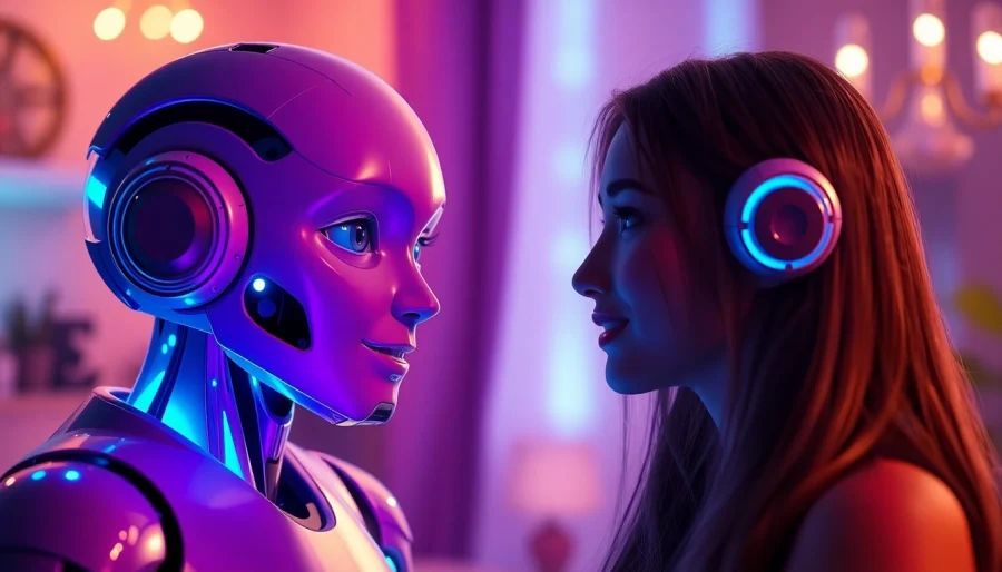 Engage with an AI chatbot for a unique ai sex chat free experience highlighted in a vivid digital art.