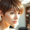Showcase of hairstyles for thin hair on a professional model in a chic salon.