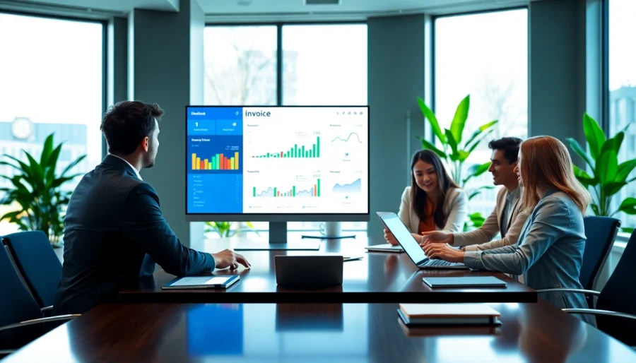 Implementing an advanced invoice processing solution in a collaborative office setting.