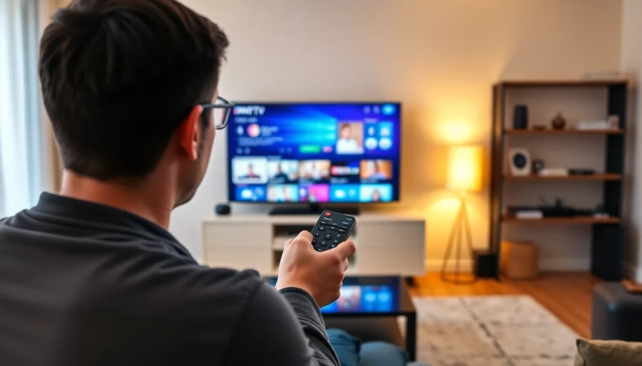 Engaged user experiencing a 24h iptv test showcasing various streaming channels