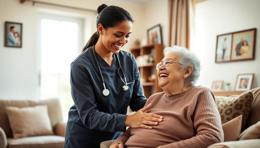 Senior caregivers Austin TX providing compassionate care to elderly in a warm, homely setting.