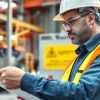 Environmental Health & Safety (EHS) Consultant assessing safety standards at a construction site.
