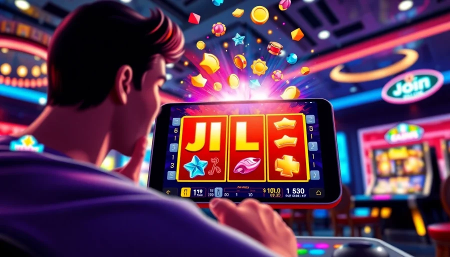 Engaging scene of a player enjoying JILI Games on a digital device, highlighting excitement.