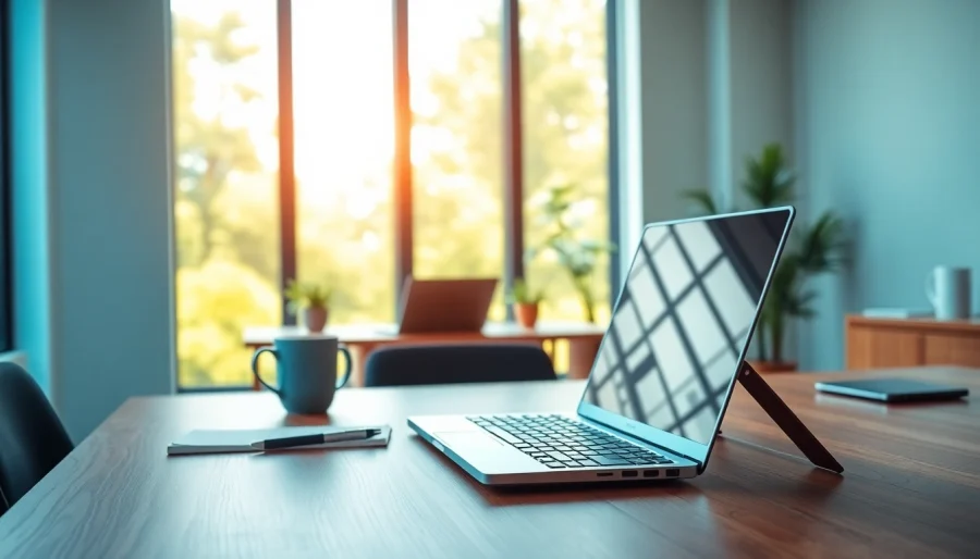Compra laptops lenovo en una oficina moderna con diseño elegante y ambiente inspirador.