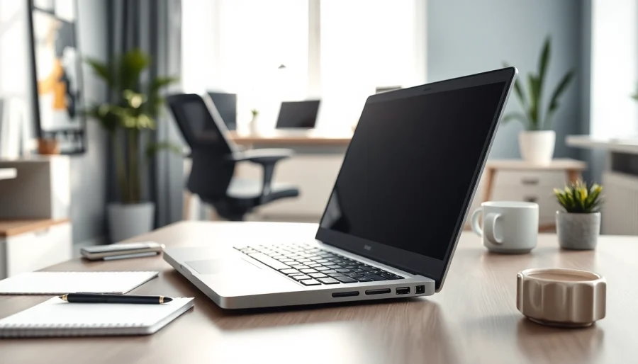 Αγορά refurbished laptop με κομψό σχέδιο στο σύγχρονο εργασιακό περιβάλλον.