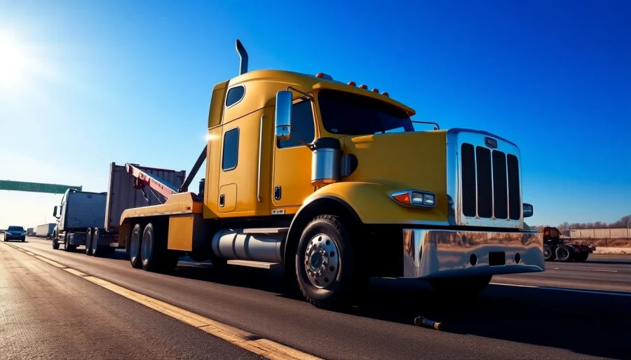 Efficient service from an affordable big rig towing company assisting a stranded truck.
