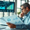 Conducting a detailed competitor pricing analysis with charts and reports in a modern office.