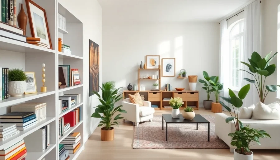Transform your space with effective house organizing in Johns Creek, showcasing a beautifully arranged living room.