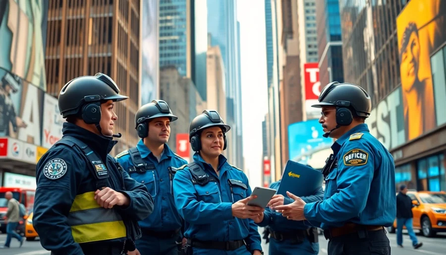 Responding to real-time safety alerts with a dedicated emergency team in a vibrant city setting.