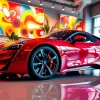 Showcase of the perfect car in a sleek indoor showroom surrounded by modern decor.