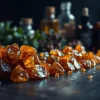 Myrrh resin highlighted in a serene setting with natural light, showcasing its unique texture.