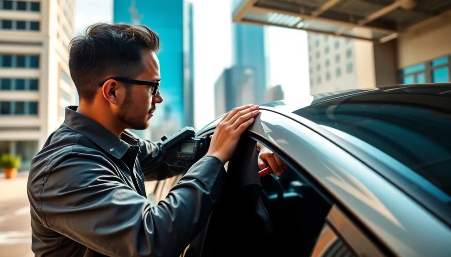 Get quality car tint near me with professional technicians applying window film for better style and protection.
