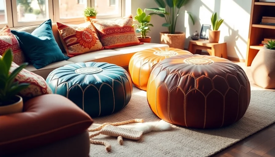 Shop authentic Moroccan Leather Poufs and Ottomans to elevate your home decor.