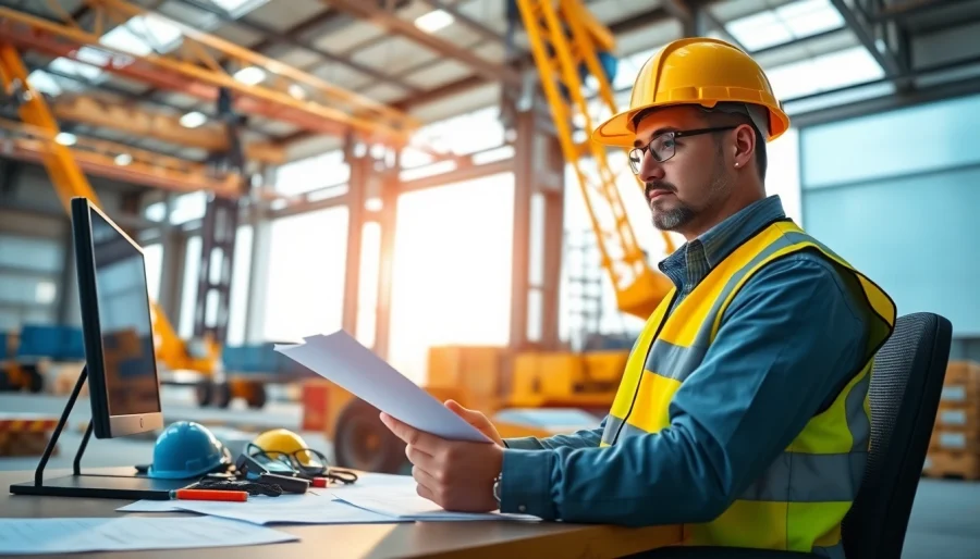 Analyze NVQ Level 4 Crane supervisor answers while reviewing safety protocols at a construction site.