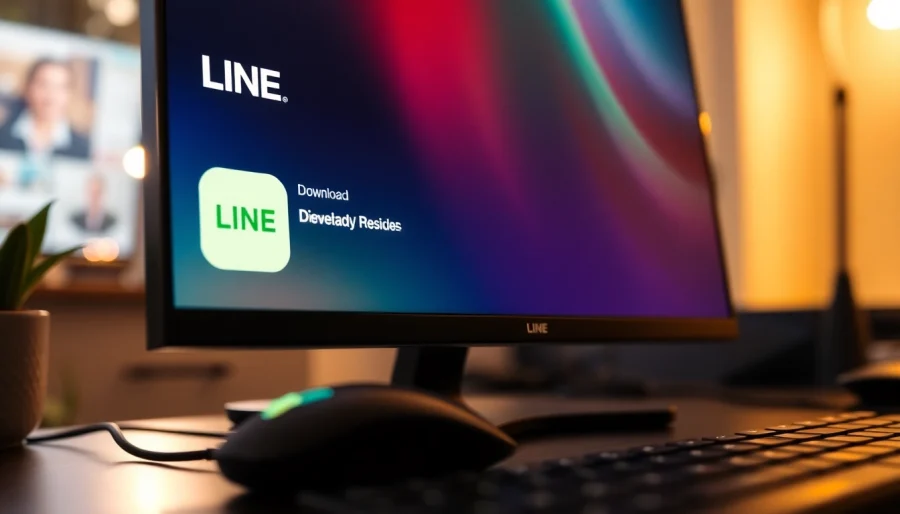 Download the 電腦版line下載 on a computer screen with vibrant interface design.