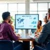 Engaging business coaching service session led by a professional coach fostering collaboration.