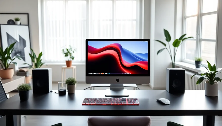 Buy Mac Studio Ultra in a professional office with natural lighting and sleek design.