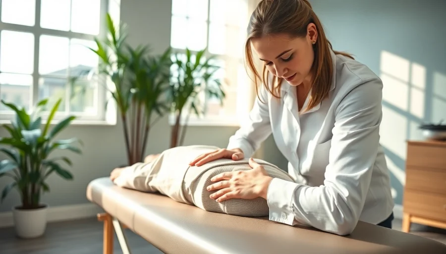 Chiropractor near me assisting a patient with spinal adjustments in a serene clinic.