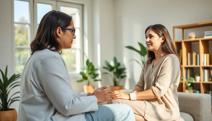 Empathetic attachment theory specialist guiding a client in therapy for emotional healing.
