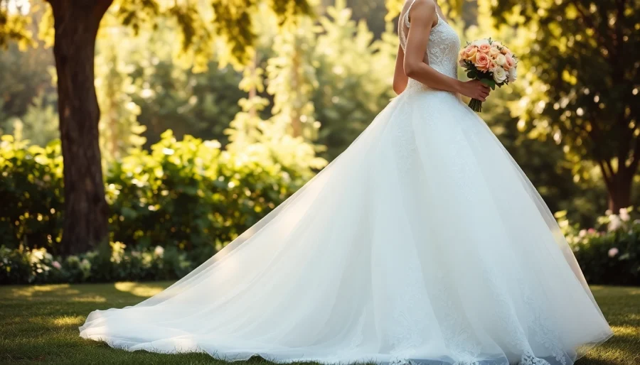 Explore beautiful fit and flare wedding dresses crafted with exquisite lace designs and luxurious fabrics.