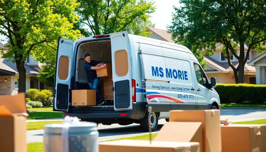 Showcasing a man and van moving service expertly loading furniture and boxes, emphasizing professionalism.