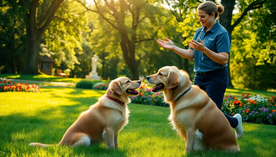 Enhance your dog's skills with expert Dog Training Irvine sessions in a vibrant outdoor setting.