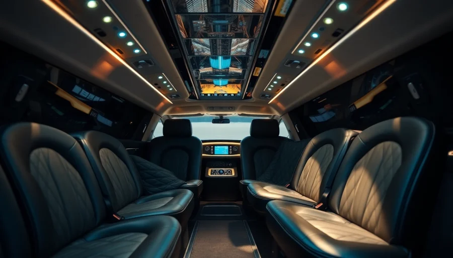 Experience premium car service Atlanta with luxurious leather seating and ambient lighting in our limousines.