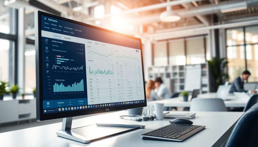 Analyze text using our AI checker with a detailed software interface in a professional workspace.