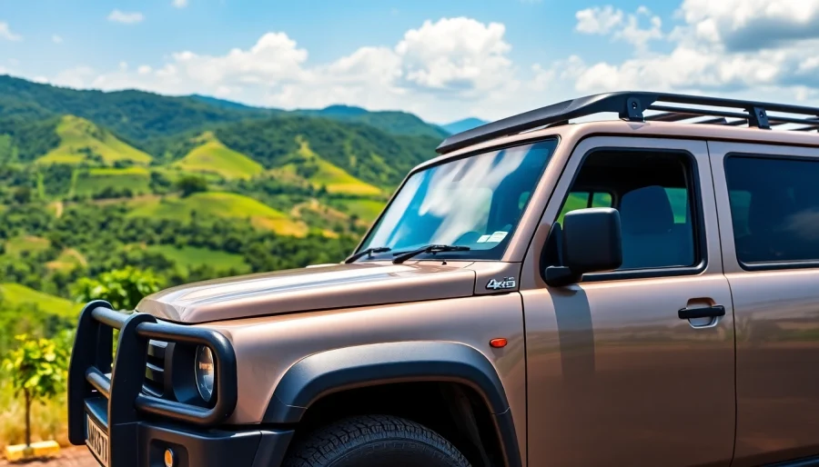 Rent a modern 4x4 vehicle for your car rental in Uganda adventures in a scenic landscape.